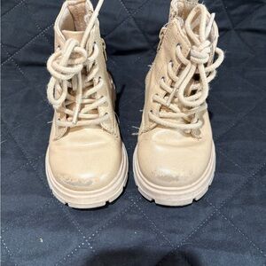 Zara Kids Beige Lace-Up Utility Boots